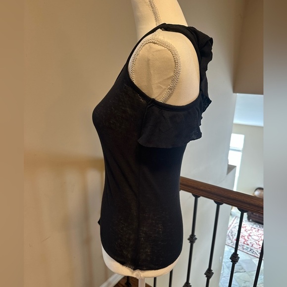 Chaser Black Ribbed Ruffle Back Tank Top Women’s Size XS - Picture 4 of 6
